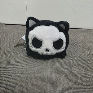 TeeTurtle Reversible Grim Reaper Cat Plushie Black Kitten Spooky Skull Face NEW